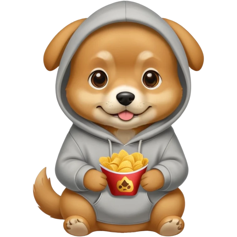 dog in hoodie eats chips emoji
