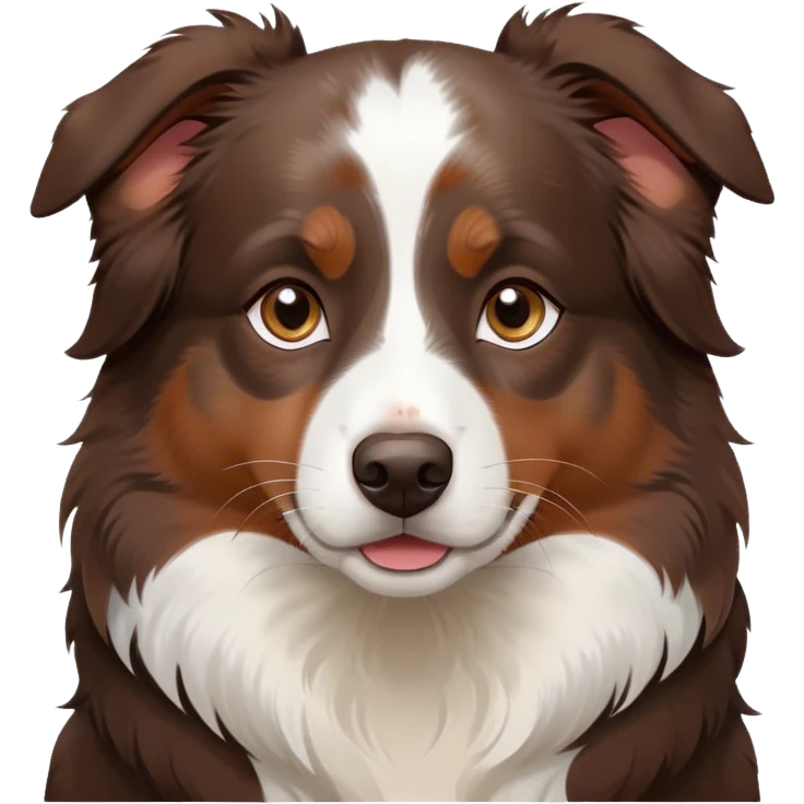 Dark Brown mini Australian shepherd with white in middle of forehead and some white on nose with small brown spots emoji