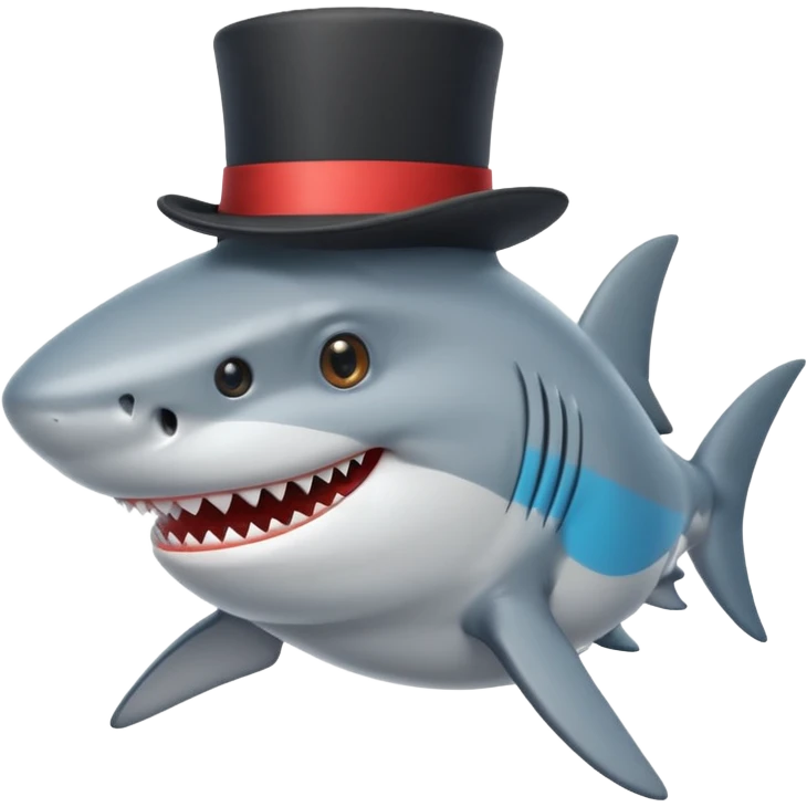 Shark with a top hat emoji