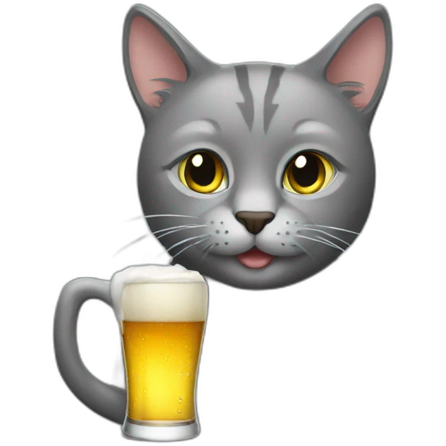 grey cat drinking beer emoji