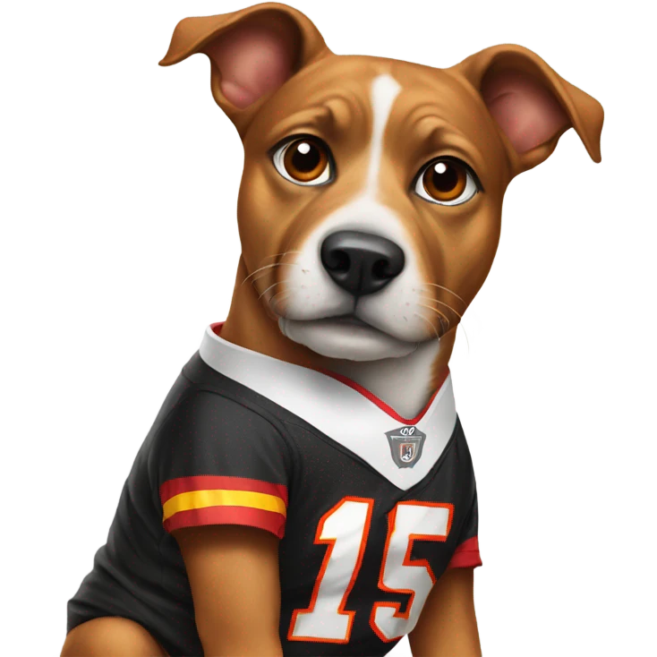 Dog with a mahomes jersey emoji