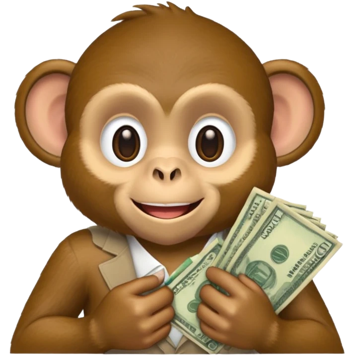 monkey holding money on sholdure emoji