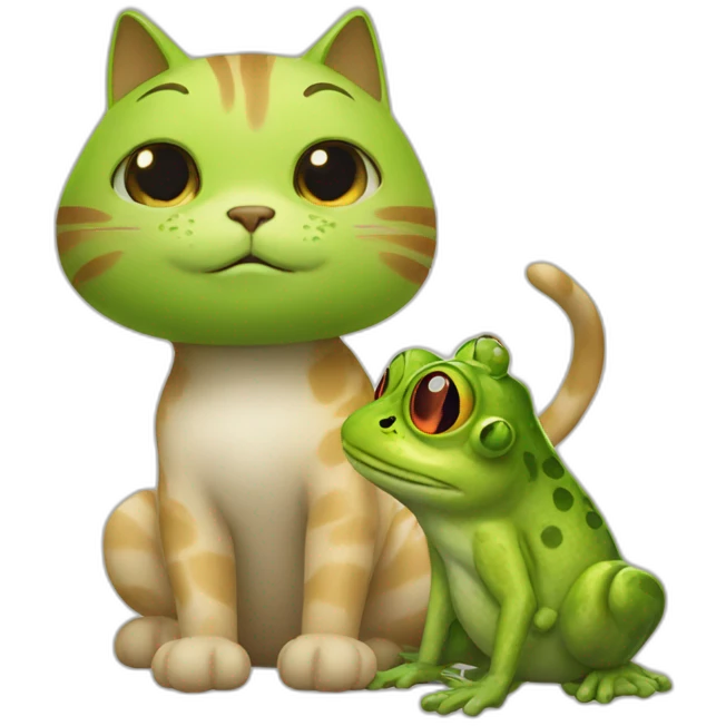 cat with frog friend emoji