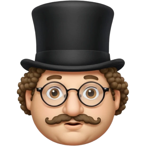 Fat Jewish man with curly hair a top hat glasses and a large nose  emoji