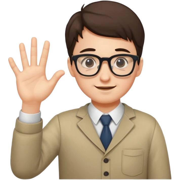 NERD WITH GLASSES USING ONE HAND PUSH emoji