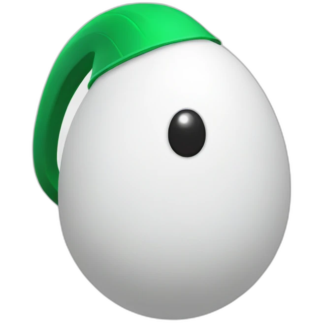 White egg with a long tail wearing a green helmet emoji