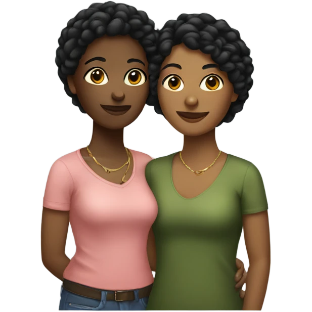 Black and Latina lesbian couple emoji