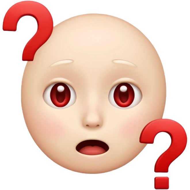 Classic emoji with a red ? and shocked face emoji