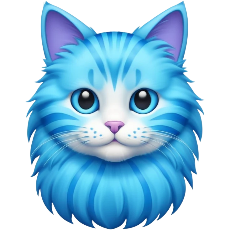 bright blue cat with cyan stripes emoji
