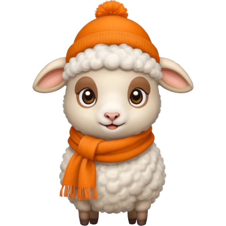 baby sheep with orange scarf and brown hat emoji