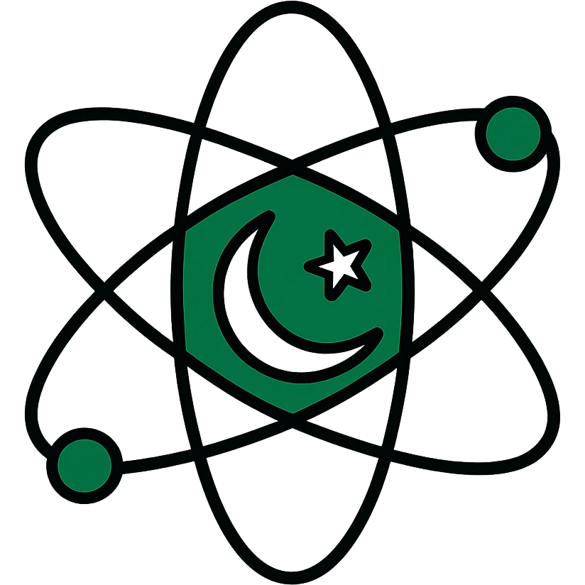Colored icon of atom with Pakistan flag green and white colors emoji