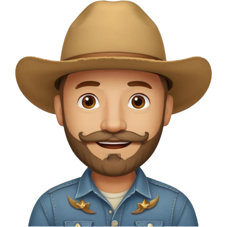 bald man with beard and mustache wearing tan cowboy hat emoji