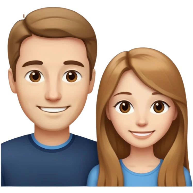 Short wife with light brown long hair next to tall husband  emoji