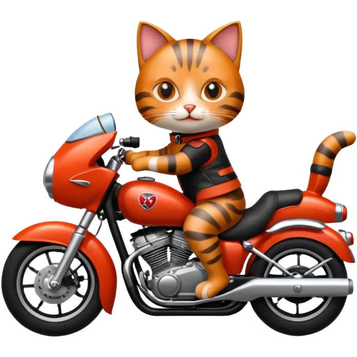 Cat on red and black motorcycle emoji