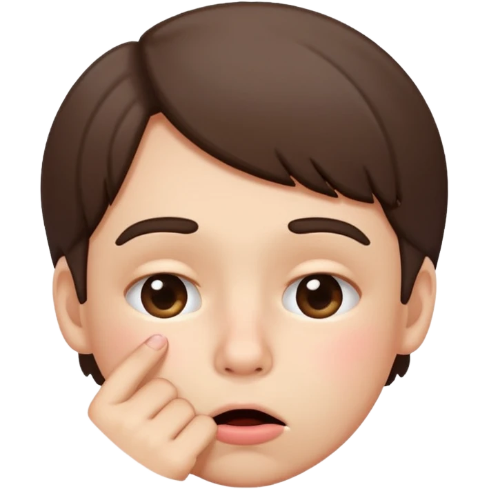 Emoji gêné les joues rose avec un doigt dans la bouche et les yeux qui regarde sur le côté iOS  emoji
