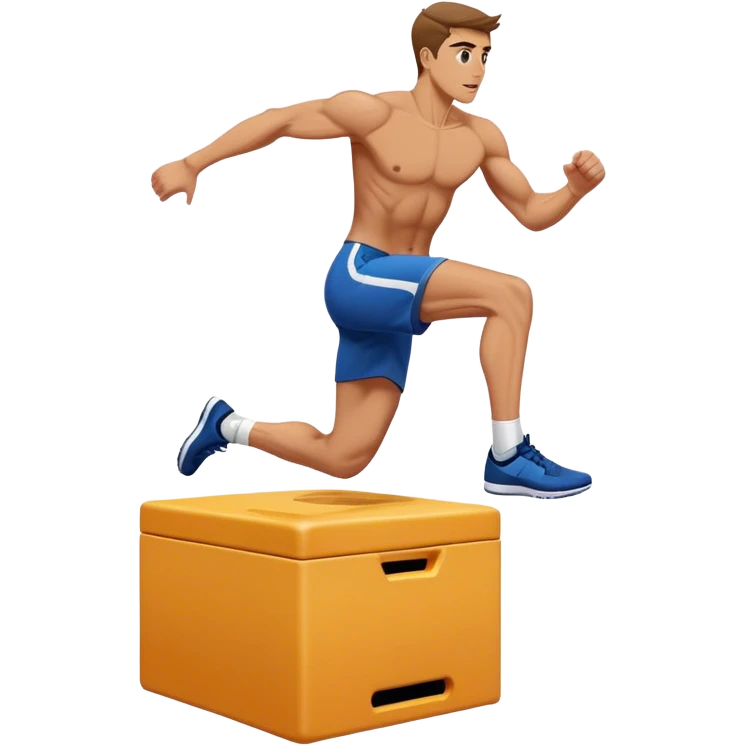 man jump onto plyo-box side-view emoji