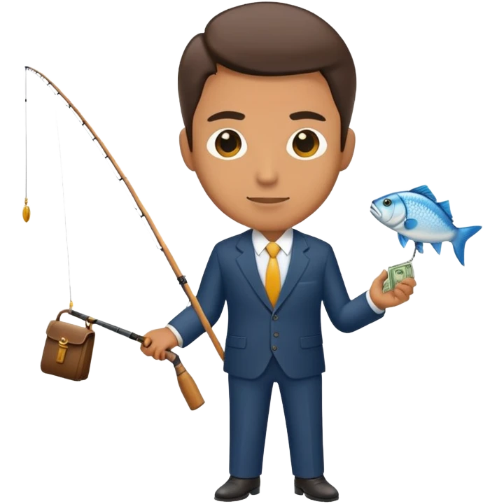 Businessman fishing for money emoji