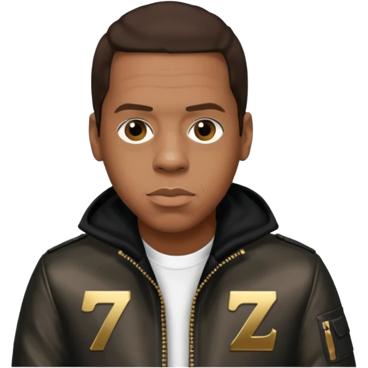Jay-Z with dark brown hair, metallic black jacket emoji