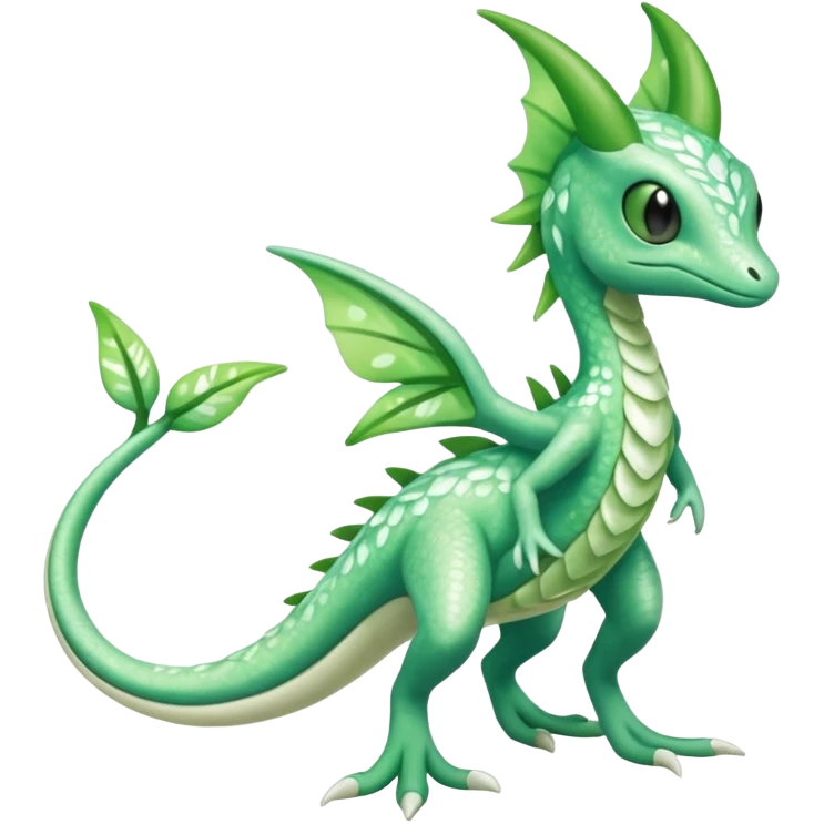 Sparkly White And Green Natural Flowery Colorful Grovyle-Salandit-Celebi-Fakémon-hybrid-creature (full body)  emoji