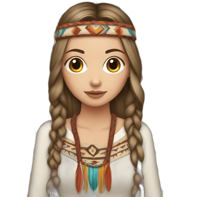 White girl with native American cloths emoji