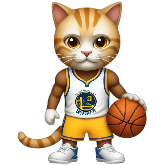a cat dressed as a warriors basketball player emoji