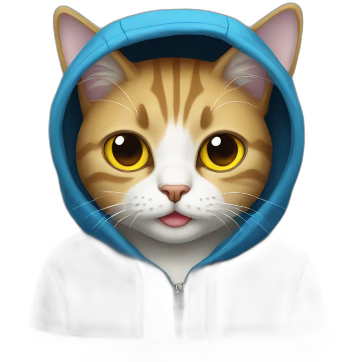 Cat in a hoodie in Ukrainian colors emoji