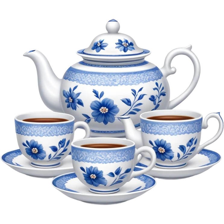 teapot and teacups on a table emoji