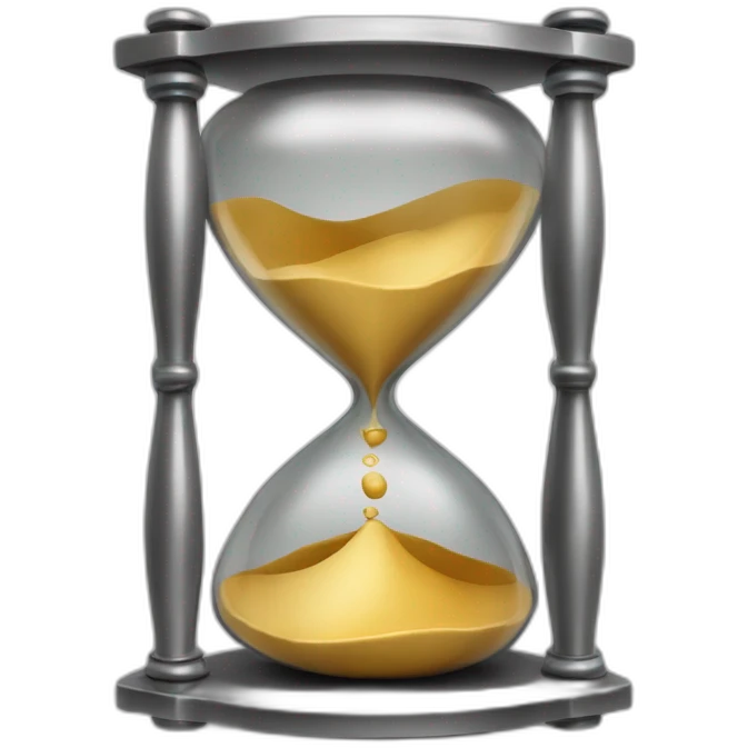 A solid metal hourglass shaped vessel with hallow ends for liquid emoji