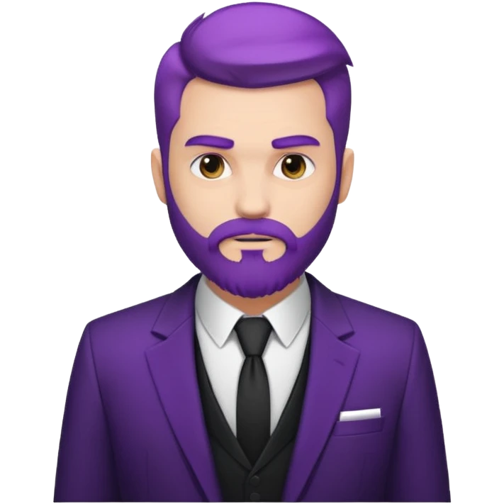 Give me png of a character having bold masculine beard and hairs with white skin which should look similar to a gangster, the colour tone should be purple emoji
