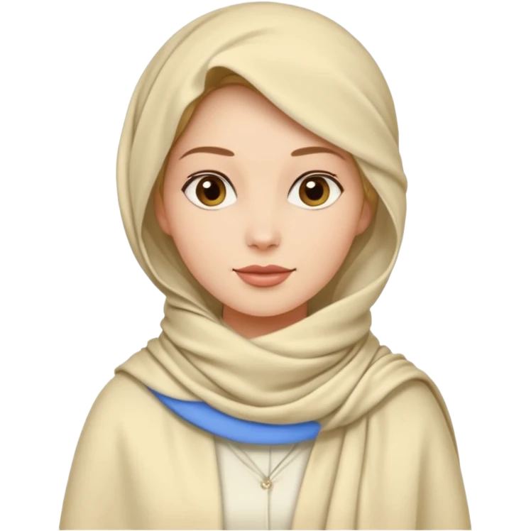 A woman wearing a cream pashmina who likes to walk emoji