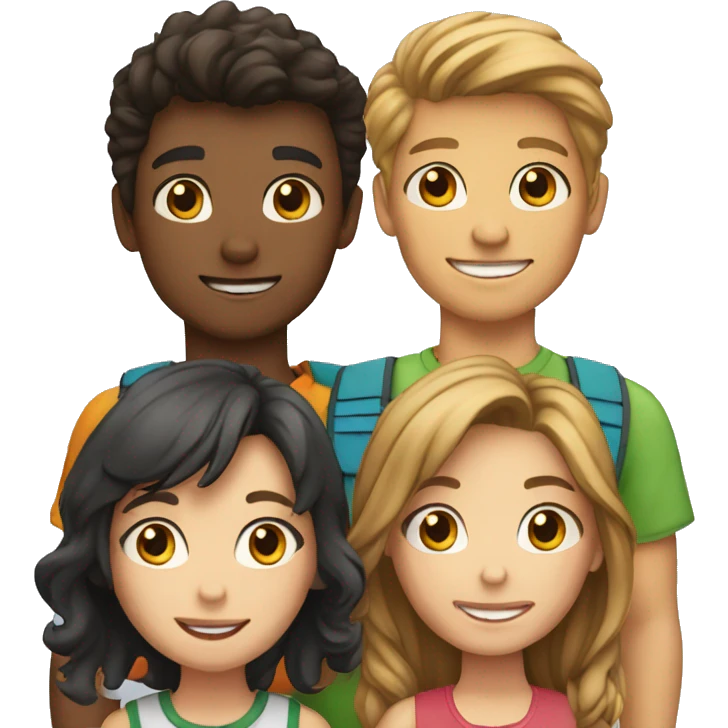 team of 4 friends 1 girl and 3 boys emoji