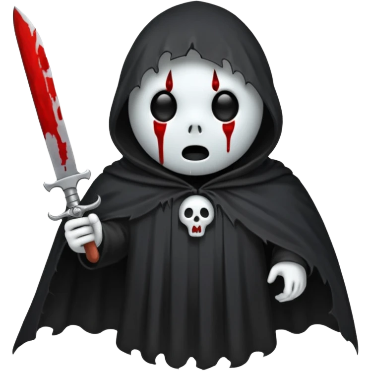 make a ghost face emoji with a cloak on and a bloody knife from the movie scream emoji