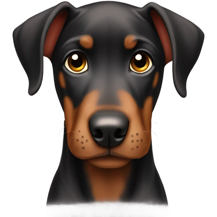 Doberman puppy with short ears and big sad eyes emoji
