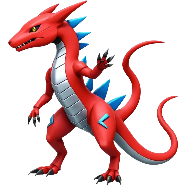 Shiny Cool Futuristic Smooth Salandit-Zeraora-Lombax-Sergal-Zangoose-Cyclizar-Genesect-Pokémon, full body emoji