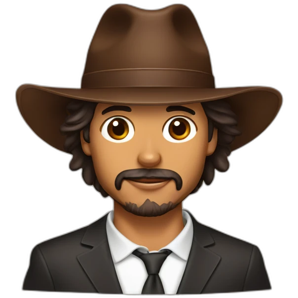 Latino man did stubble beard, lady with flat brim hat and chocolate long-haired chihuahua emoji