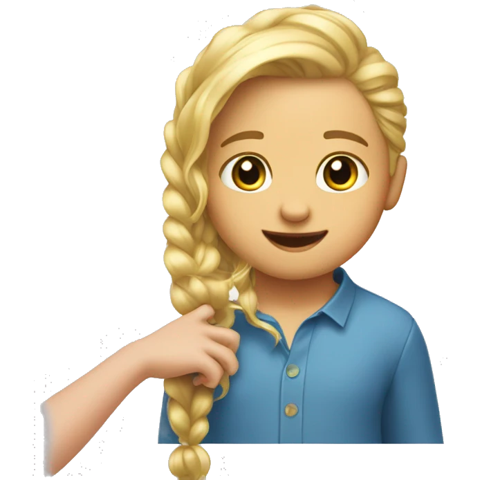 A little one playfully pulling at someone’s hair emoji