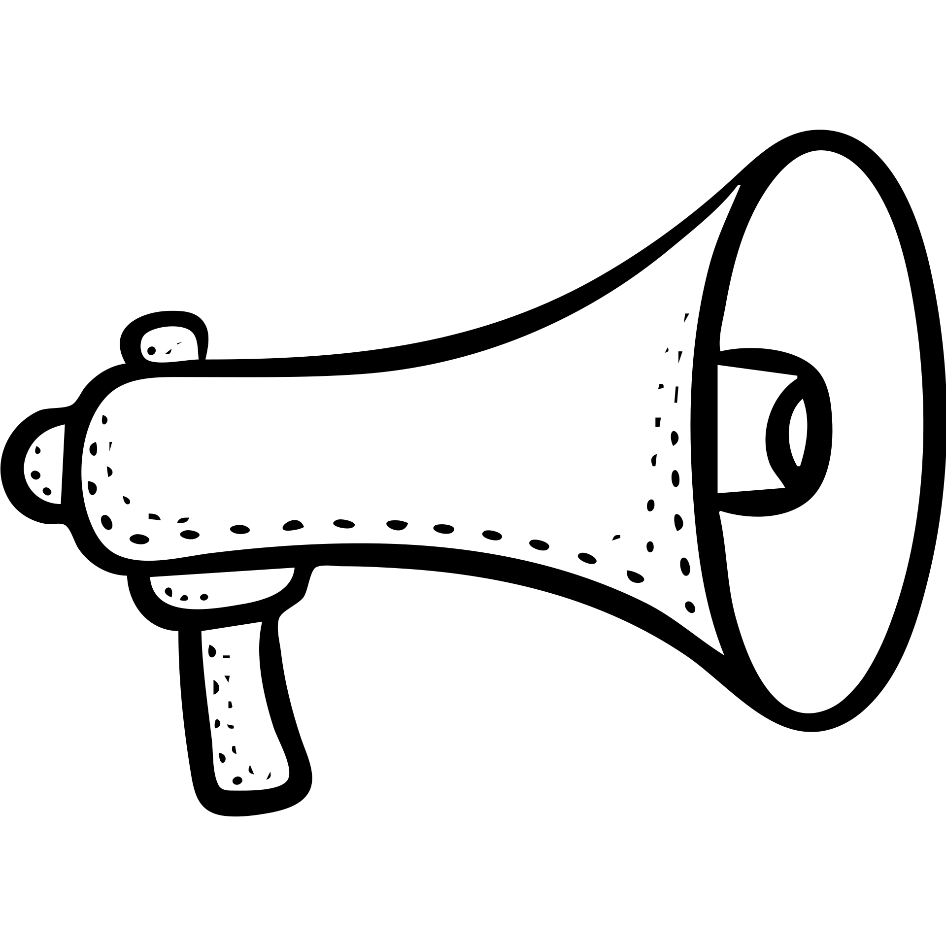 A megaphone or bullhorn with handle, hand-drawn style showing an announcement device emoji