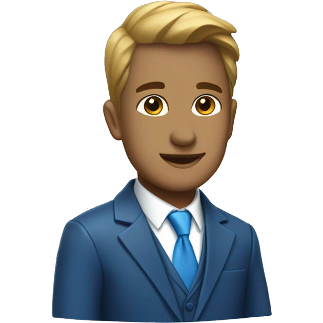 blue pent coat with white shirt and blue tie emoji