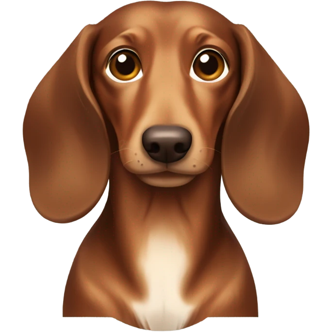 Brown longhair dachs with light Brown eyes and Brown nose in a sunny field emoji