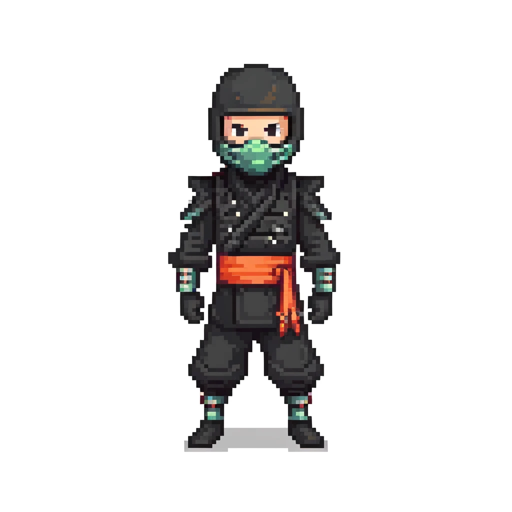 masked ninja with black outfit in combat stance emoji