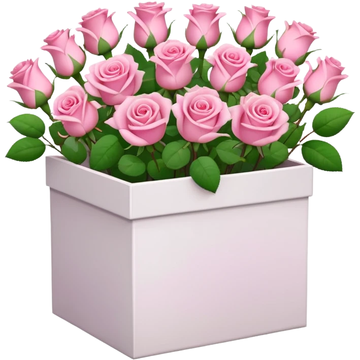 bouquet of pink 15 roses in a white box emoji