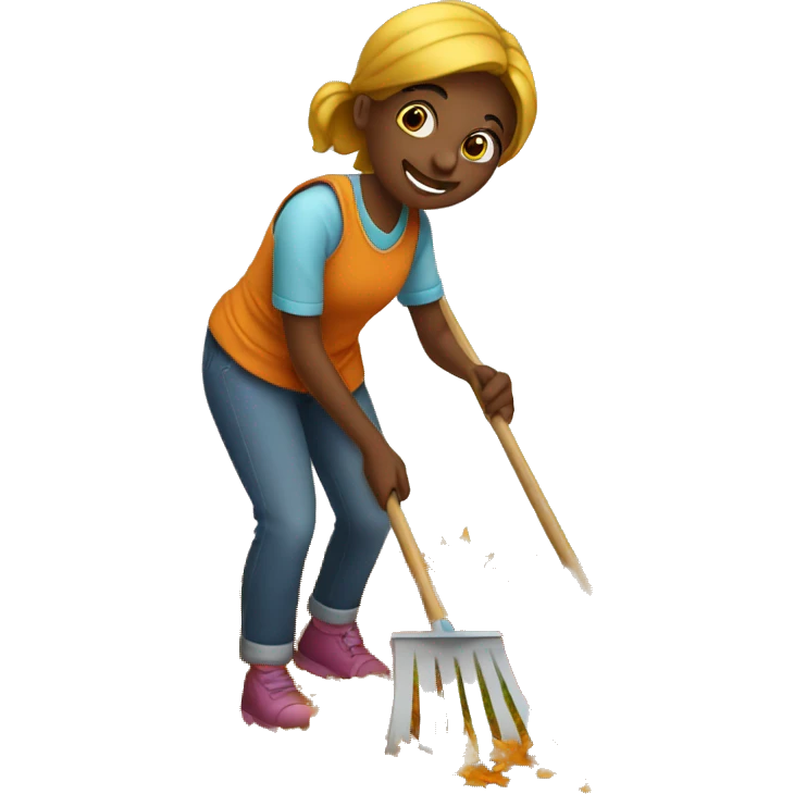 girl raking leaves emoji