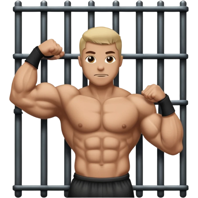 Flexing bicep in front of jail cell bars  emoji
