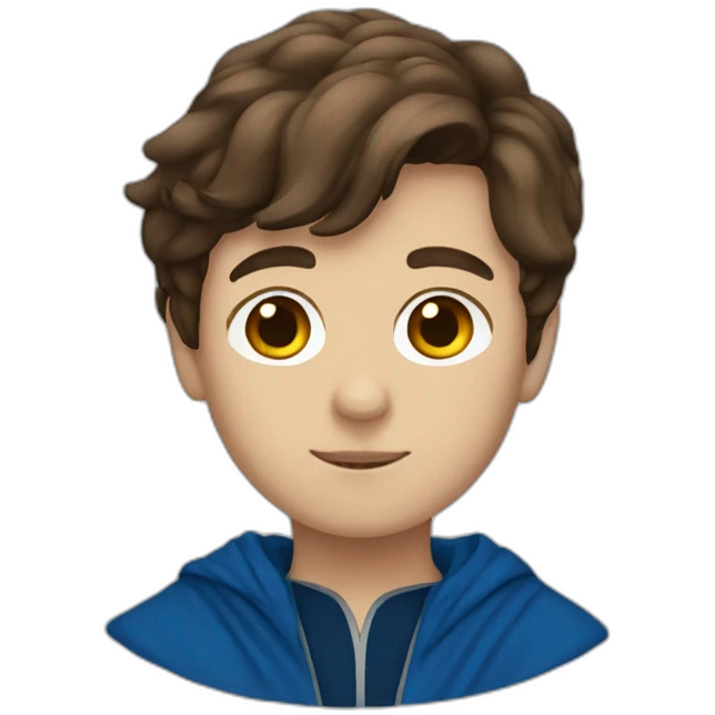 Brown haired boy wearing Ravenclaw blue robe emoji