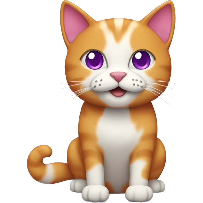 Ginger cat with purple hearts emoji