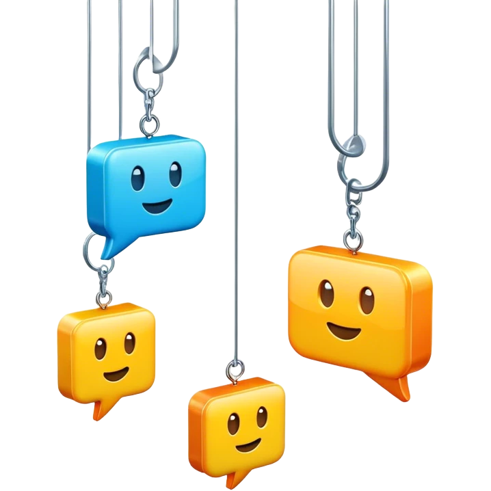 three-dimensional 3D dialogue icons hanging in the air emoji
