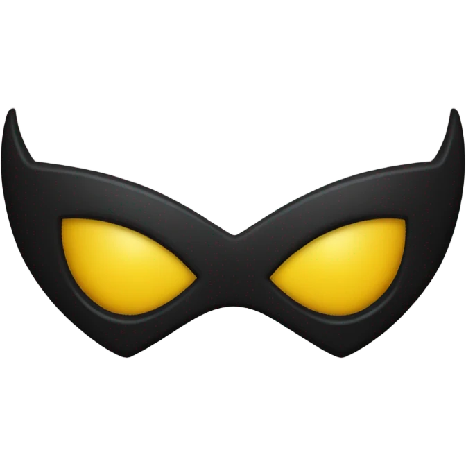 A bold superhero emoji with bat ears, sharp eyes, and a dark mask. The design is black and yellow, with a fierce, heroic expression emoji
