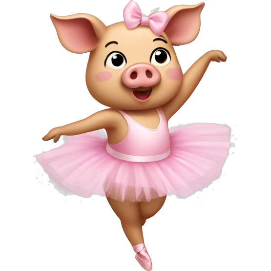 pig wearing a ballerina tutu and dancing emoji