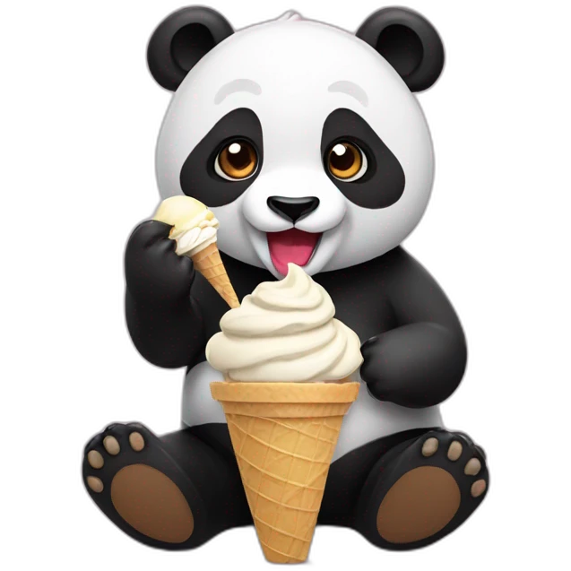 Panda eating ice cream emoji
