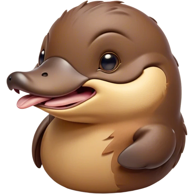 Cinematic Cute Yawning Platypus Portrait Emoji, Head tilted slightly with a dramatic, wide-open yawn, showcasing a soft, textured brown fur with a relaxed duckbill and droopy eyes in drowsy contentment, Simplified yet irresistibly adorable features, highly detailed, glowing with a soft, cozy glow, high shine, relaxed yet expressive, stylized with a touch of quirky charm, bright and endearing, soft glowing outline, capturing the essence of a sleepy yet affectionate platypus, so drowsy it feels like it could float out of the screen and curl up for a nap! emoji